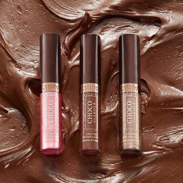 Cień do powiek w płynie Eveline Choco Glamour Cocoa Extract brokatowy №04 shimmering 6.5 ml (5903416058984) - obraz 6