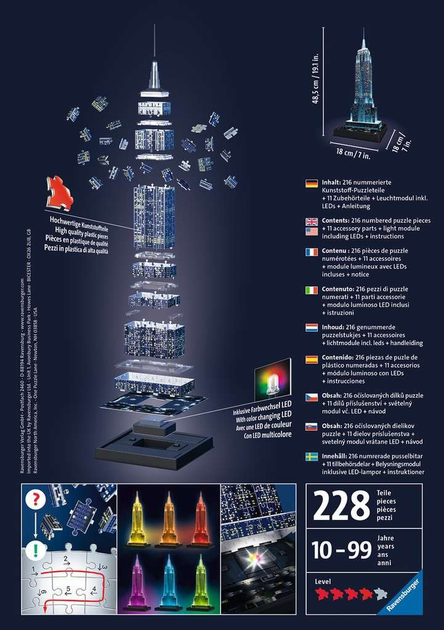 3D-пазл-нічник Ravensburger Нічний Empire State Building (RVB12566) - зображення 2