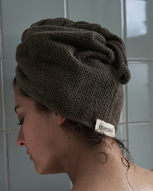 Ręcznik z turbanem Meraki Solid Hair towel Army brązowy (5707644860421) - obraz 4