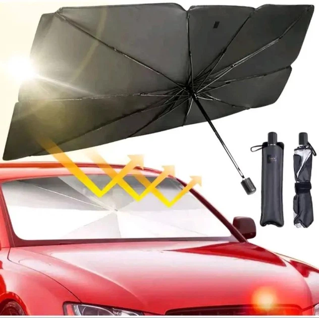 Автомобильный солнцезащитный зонт на лобовое стекло Car Umbrellas с чехлом Черный - Фото 3 Автомобильный солнцезащитный зонт на лобовое стекло Car Umbrellas с чехлом Черный - изображение 3
