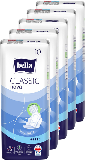 Упаковка гігієнічних прокладок Bella Classic Nova 10 шт х 5 пачок (ROZ00516300661) - зображення 1