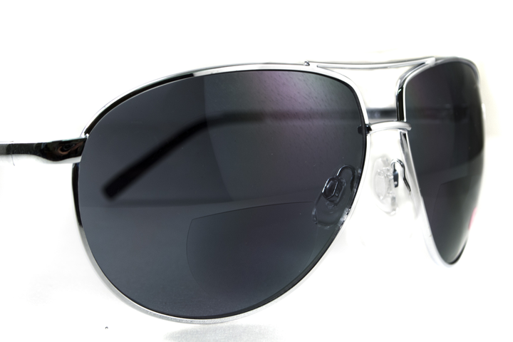 Окуляри біфокальні (захисні) Global Vision Aviator Bifocal (+2.0) (gray), чорні біфокальні лінзи в металевій оправі - зображення 2