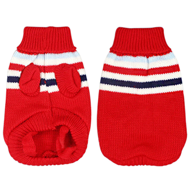 Вязаный акриловый свитер для собак Pet Style "Красные полосы" 2XL - Фото 3 Вязаный акриловый свитер для собак Pet Style "Красные полосы" 2XL - изображение 3