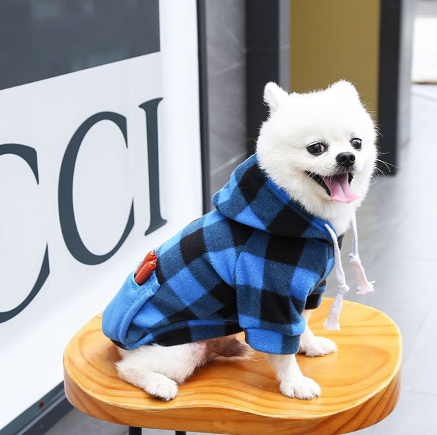 Худи для котов и кошек с карманом Pet Style "Сосиска" Черно-синяя клетка 5XL - Фото 4 Худи для котов и кошек с карманом Pet Style "Сосиска" Черно-синяя клетка 5XL - изображение 4