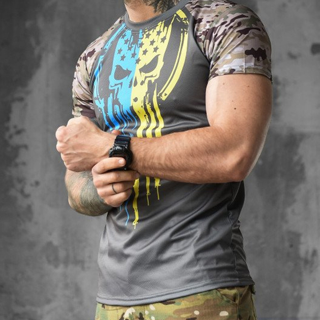 Чоловіча футболка Coolmax з принтом "Необмежено придатний" сіра розмір 2XL - зображення 2