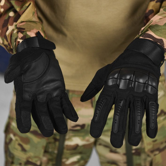 Сенсорные перчатки с резиновыми защитными накладками черные размер L - изображение 2
