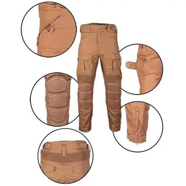 Чоловічі штани Mil-Tec Sturm Chimera Combat Pants ріп-стоп з накладками Eva койот розмір M - зображення 2