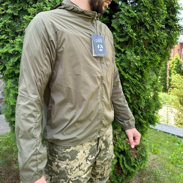Летняя Мужская Куртка Lava с капюшоном / Легкая Ветровка олива размер 2XL - изображение 1