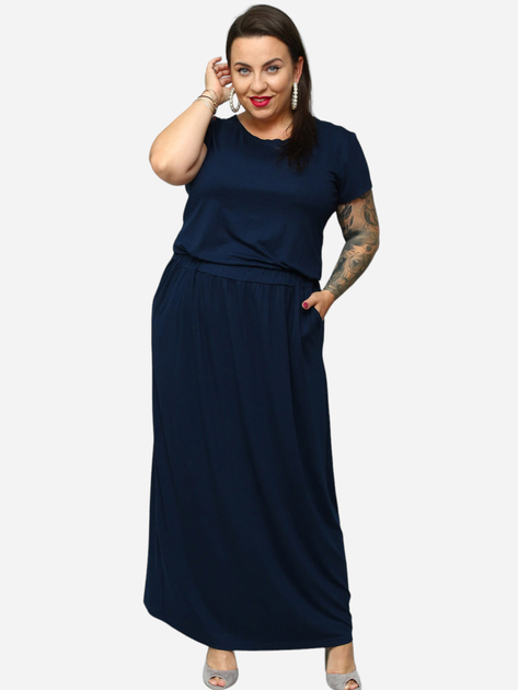 Плаття-туніка макcі жіноча Karko SA300 50-52 Темно-синє (5903676036715) - зображення 1