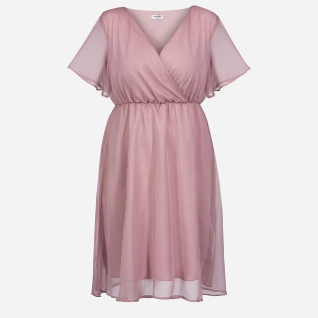 Sukienka trapezowa damska midi Karko SA400 52 Jasnoróżowa (5903676033004) - obraz 5