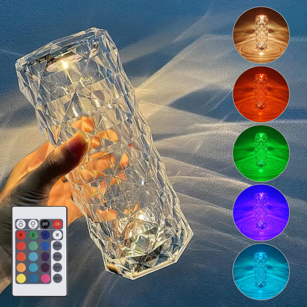 Cветильник ночник на аккумуляторе и USB "Rose Diamond" + пульт, 21см, RGB (Настольная лампа ночник) - Фото 1 Cветильник ночник на аккумуляторе и USB "Rose Diamond" + пульт, 21см, RGB (Настольная лампа ночник) - изображение 1