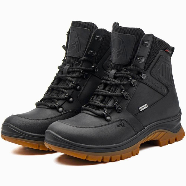 Берцы демисезонные тактические ботинки PAV 505 Harlan черные кожаные с мембраной Winterfrost 44 - изображение 1