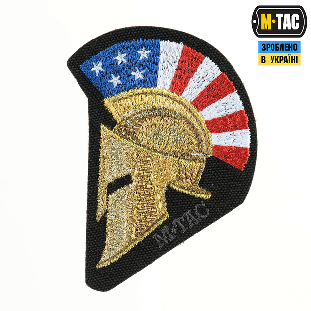 M-Tac нашивка Spartan Helmet USA (вишивка) Black - зображення 1
