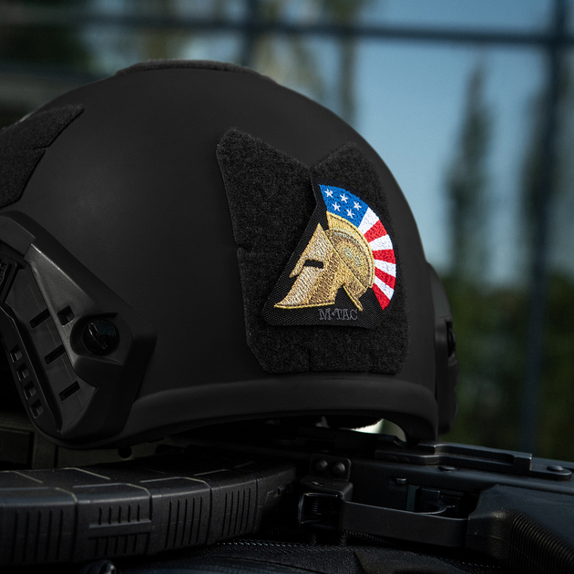 Нашивка USA Spartan M-Tac Helmet Black (вышивка) - изображение 2