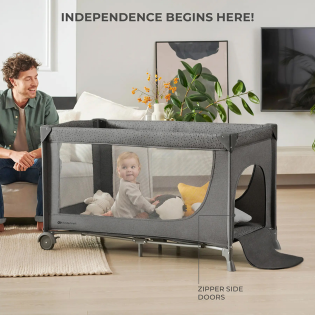Ліжко-манеж Kinderkraft Joy 2 Dark Grey (KLJOY02DGR00000) (5902533925117) - зображення 5