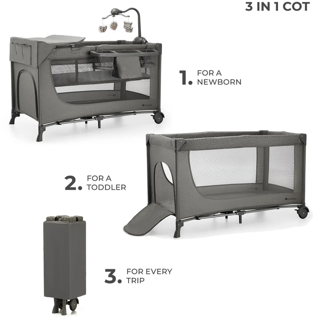 Ліжко-манеж із пеленатором Kinderkraft Joy 2 Dark Grey (KLJOY02DGR000AC)(5902533925155) - зображення 2