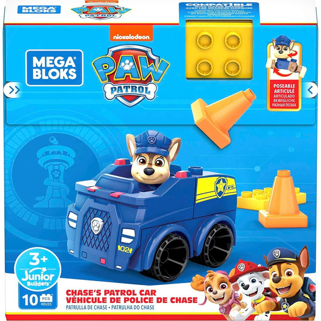 Klocki konstrukcyjne Mega Bloks Paw Patrol Radiowóz patrolowy Chase'a 10 elementów (194735024315) - obraz 1