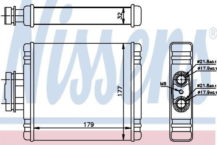 Радиатор печки NISSENS 73654 Skoda Fabia, Rapid, Roomster; Seat Ibiza, Cordoba, Toledo; Audi A1; Volkswagen Polo 6R0819031, 6Q0819031, 6Q0819033 - изображение 1