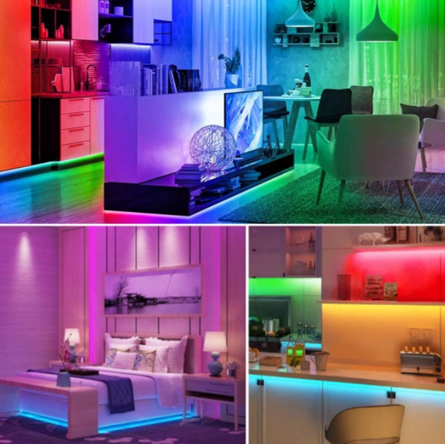 Світлодіодна LED стрічка RGB 5050 Multicolor 5м 12V з Bluetooth керуванням пульт, контролер, адаптер - изображение 6