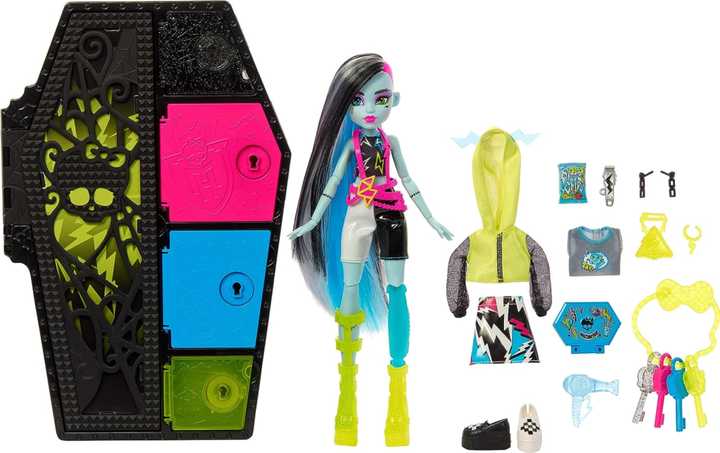 Лялька з аксесуарами Mattel Monster High Skulltimate Secrets Neon Frights Frankie 27 см (0194735139415) - зображення 4