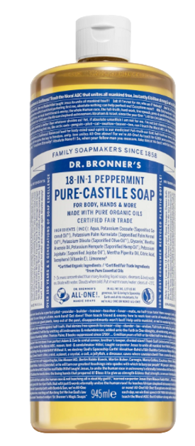 Рідке мило Dr. Bronner's Pure Castile Liquid Soap Peppermint 945 мл (18787243459) - зображення 1