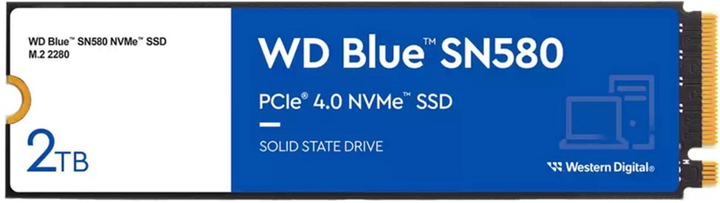 SSD диск Western Digital Blue SN580 2TB M.2 2280 NVMe PCIe 4.0 x4 3D NAND TLC (WDS200T3B0E) - зображення 1