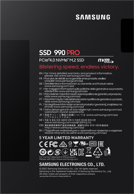 SSD диск Samsung 990 PRO 4TB M.2 2280 NVMe 2.0 PCIe 4.0 x4 V-NAND TLC (MZ-V9P4T0BW) - зображення 6