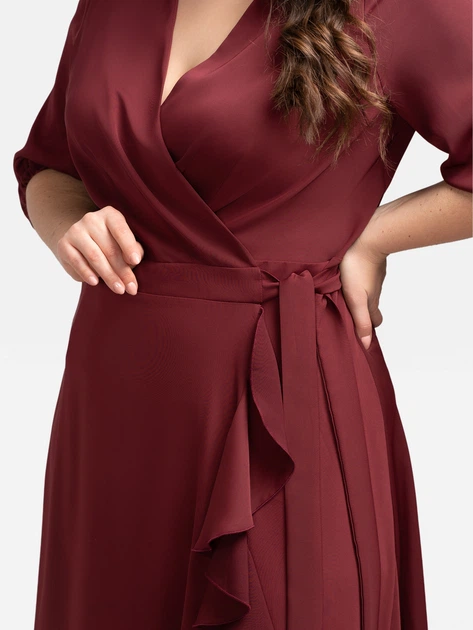 Sukienka kopertowa damska midi Karko SB627 54/56 Czerwona (5903676118213) - obraz 4