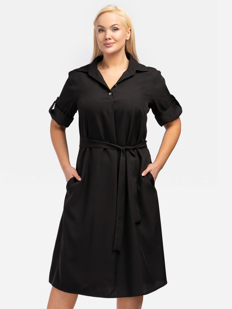 Сукня-сорочка міді літня жіноча Karko SB636 50/52 Чорна (5903676126133) - зображення 1