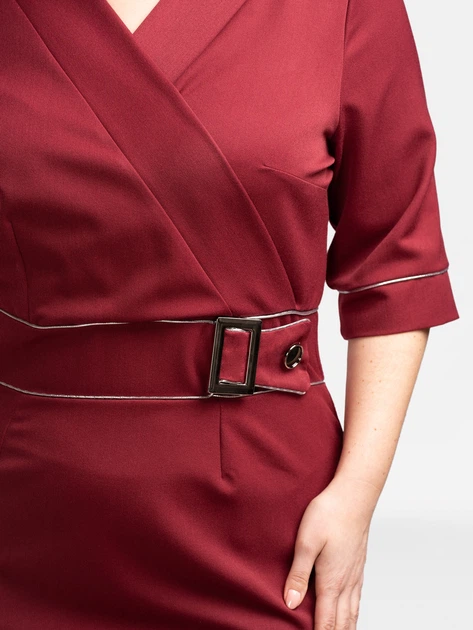 Плаття на запах міді осіннє жіноче Karko SC125 50 Бордове (5903676199113) - зображення 4