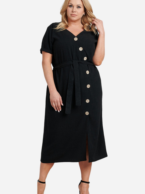 Плаття-сорочка міді літнє жіноче Karko SB879 46-48 Чорне (5903676154464) - зображення 1