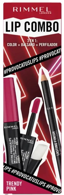 Набір декоративної косметики Rimmel London Lip Combo Provocalips Trendy Pink Блиск для губ 2.3 мл + Бальзам 1.6 г + Олівець для губ 1.2 г (3616305583550) - зображення 1