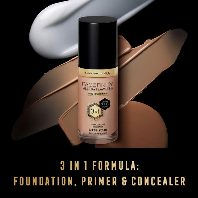 Тональна основа Max Factor Face Finity 3 in 1 Foundation C10 Fair Porcelain 30 мл (3616303999407) - зображення 6
