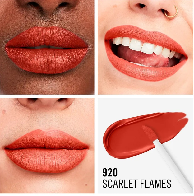 Помада для губ Rimmel Lasting Mega Matte Liquid Lip Colour 920 Scarlet Flames 7.4 мл (3616304350504) - зображення 4