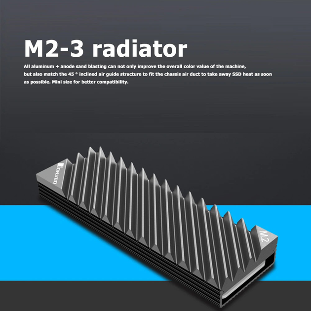 Охлаждающий радиатор Jonsbo Heatsink NVMe M.2 2280, алюминиевый сплав с термопрокладками Серый (J2280-BLK) - изображение 14
