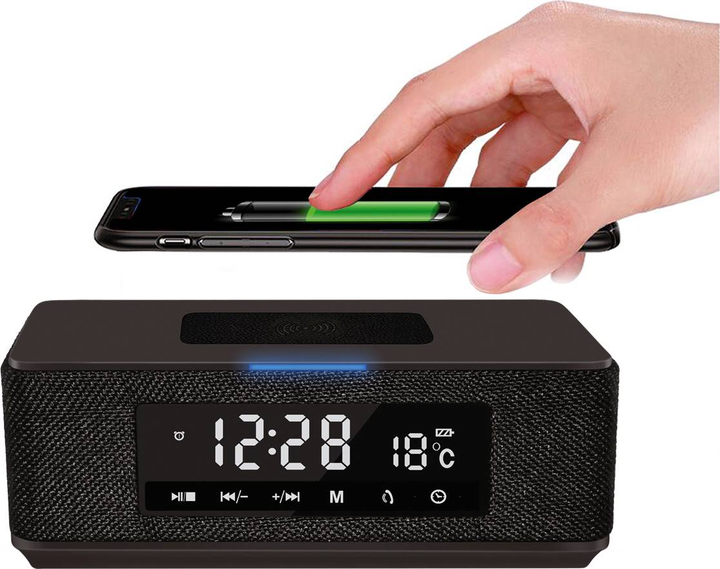 Głośnik przenośny Platinet Daily Bluetooth QI FM Clock Black 44799 (PMGQ15B) - obraz 3