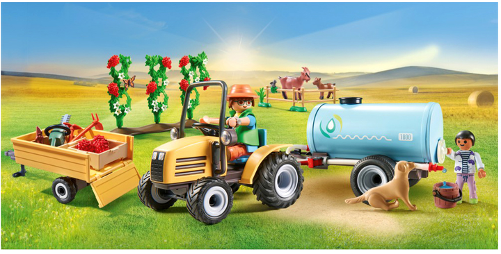 Набір фігурок Playmobil Country Tractor With Trailer And Water Tank 117 предметів (4008789714428) - зображення 3