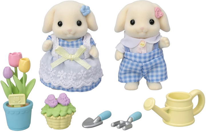 Набір фігурок Sylvanian Families Flower Garden Flora Rabbit Brother & Sister 17 шт (5054131057360) - зображення 2