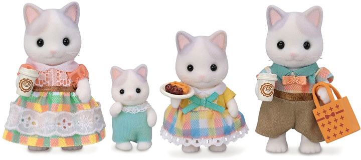 Набір фігурок Sylvanian Families Latte Cat Family з аксесуарами 9 шт (5054131057384) - зображення 2