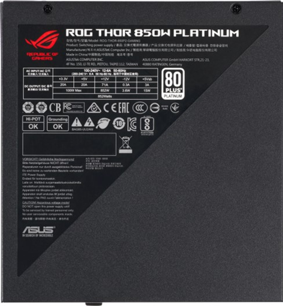 Zasilacz ASUS ROG Thor Platinum II 80 Plus Platinum 850W (90YE00L2-B0NA00) - obraz 10