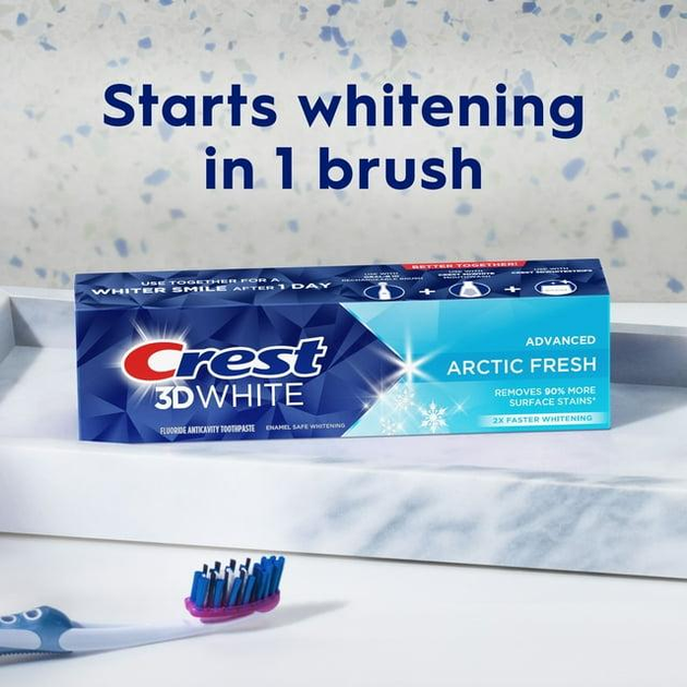 Відбілююча зубна паста Crest 3D White Arctic Fresh для усунення зубного каменю|комплект 3 шт.| 280 г - зображення 6