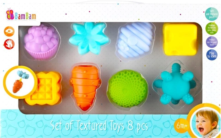 Zestaw zabawek sensorycznych Bam Bam Textured Toys 8 szt (5908275124672) - obraz 1