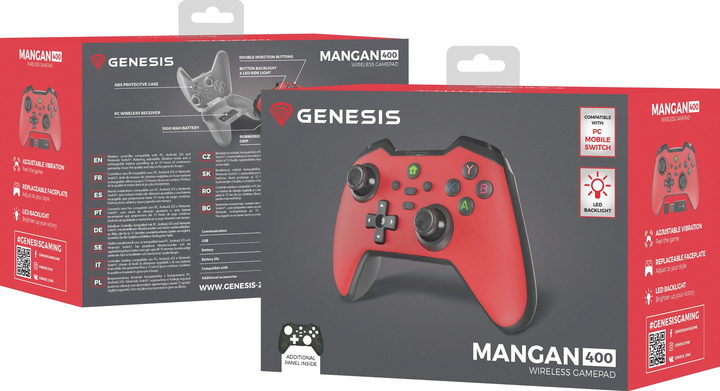 Pad do gier bezprzewodowy Genesis Mangan 400 czerwony (NJG-2102) - obraz 9