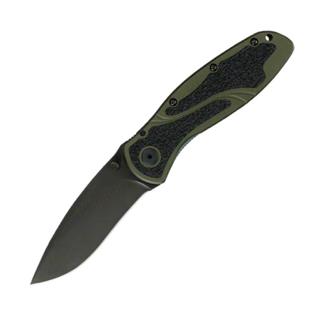 Нож складной Kershaw Olive Drab Blur (длина: 200мм, лезвие: 86мм, черное), оливковый - изображение 1