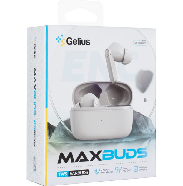 Бездротові навушники TWS Gelius MaxBuds GP-TWS025 White - Фото 7 Бездротові навушники TWS Gelius MaxBuds GP-TWS025 White - зображення 7