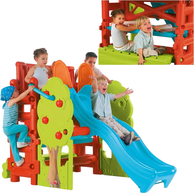 Zjeżdżalnia dla dzieci Feber z drewnianym stołem-domkiem (8410779595904) - obraz 3