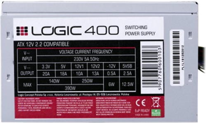 Блок питания Logic Concept 400W (ZAS-LOGI-LC-400-ATX-PFC) - изображение 2