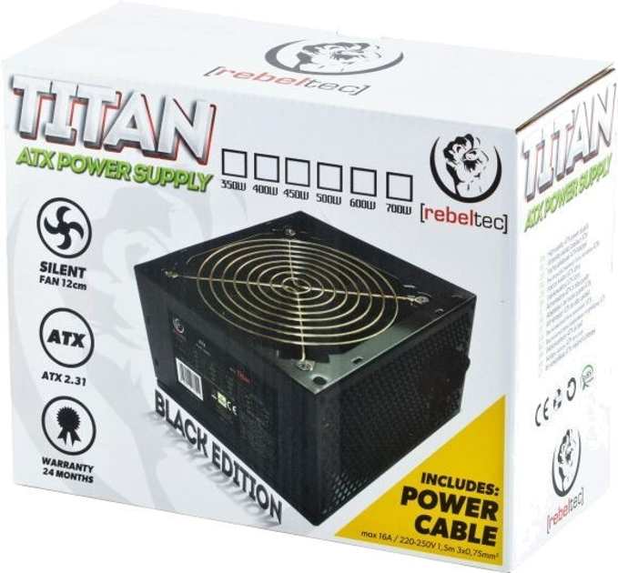 Блок питания Rebeltec Titan 450W Black (RBLZAS00003) - изображение 2