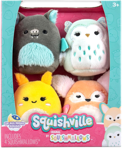 Набір м'яких іграшок Squishmallows Squishville Up All Night Squad 4 шт (0191726876977) - зображення 1