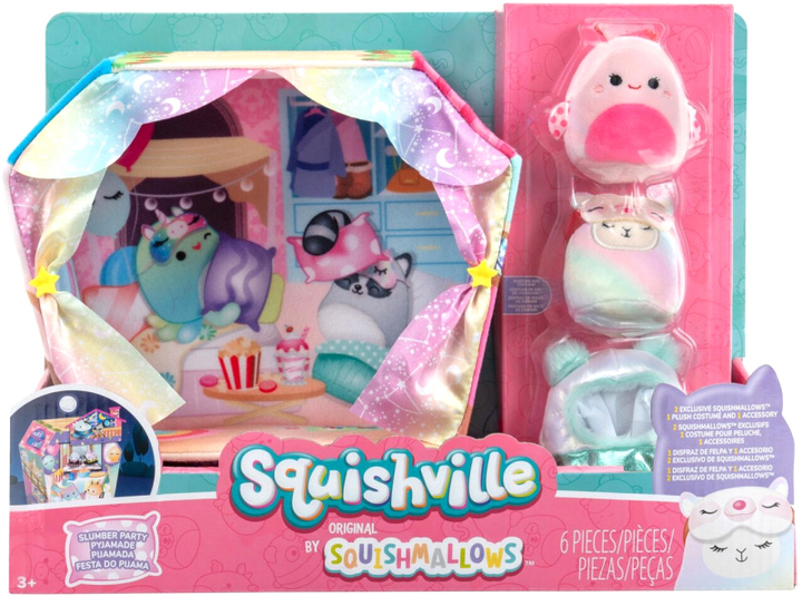 Zestaw maskotek Squishmallows Squishville Slumber Party z akcesoriami (0191726877110) - obraz 1